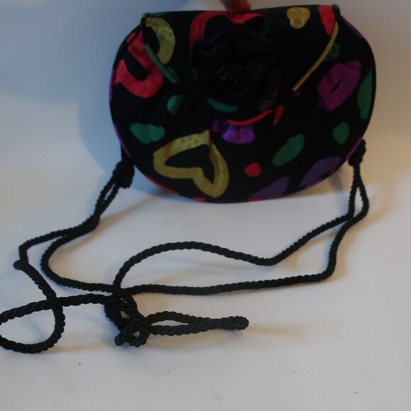 Womens O'dea Black Multicolor Design Clutch Shoulder Handbag * - Picture 4 of 7